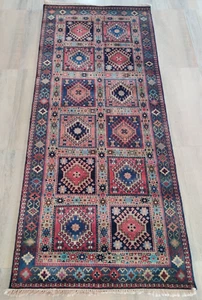 Vintage 3 x 6 Hand Knotted Runner Rug 100% Wool Oriental Heriz Rug for Entryway - Picture 1 of 17