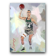 Bob Cousy #9 Art Card Limited 32/50 Edward Vela Signed (Boston Celtics)
