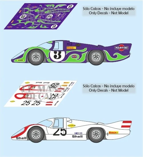 LE MANS DECALS Decals Porsche 917 LH Le Mans 1970 3 25 1:32 1:24 1:43 1:18 slot calcas