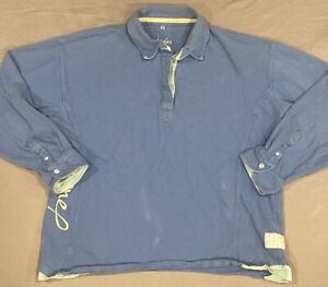 Joules Womens Pull Over Top 14 Blue 1/4 Button Long Sleeve Classic Preppy Granny