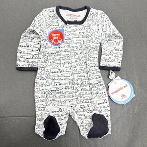 Magnetic Me Baby Going Places Bio-Baumwoll-Footie weiß blau Frühchen - 5 Pfund 0-3 - Bild 1 von 4