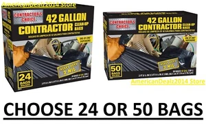 Contractor's Choice 42-Gallon Outdoor Clean Up Construction 24 or 50 Trash Bags - Picture 1 of 16