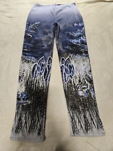 Save the Queen Sz M Marco Fantini Italian Art To Wesr Funky Scenery Slim Pants