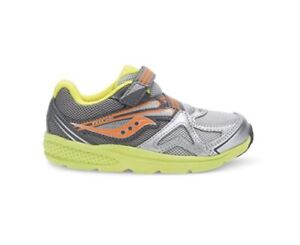 Saucony Baby Boy 4.5W Ride Tennis Shoes No Tie ST55577 Silver/yellow/orange