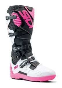 Sidi Crossfire 3 SRS Offroad MX Motorcycle Boots, Black White Pink - Picture 1 of 5