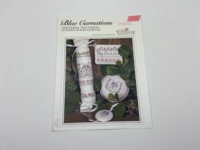 The Victoria Sampler Blue Carnations Sampler Cross Stitch Pattern Needle roll - Image 1 of 4