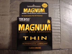 Trojan Magnum Large Size Thin Ultra Smooth Lubricated Condoms 3pk Exp. 3/1/25 - Picture 1 of 2