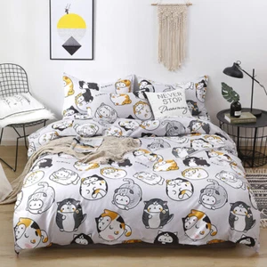 3pcs Cartoon Cat Duvet Cover Set Lovely Kitty Animal Bedding Set for Bedroom - Picture 1 of 18