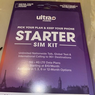 Ultra Mobile Pin Nano SIM card for Unlocked Cell Phones Starter B - Image 1 of 3