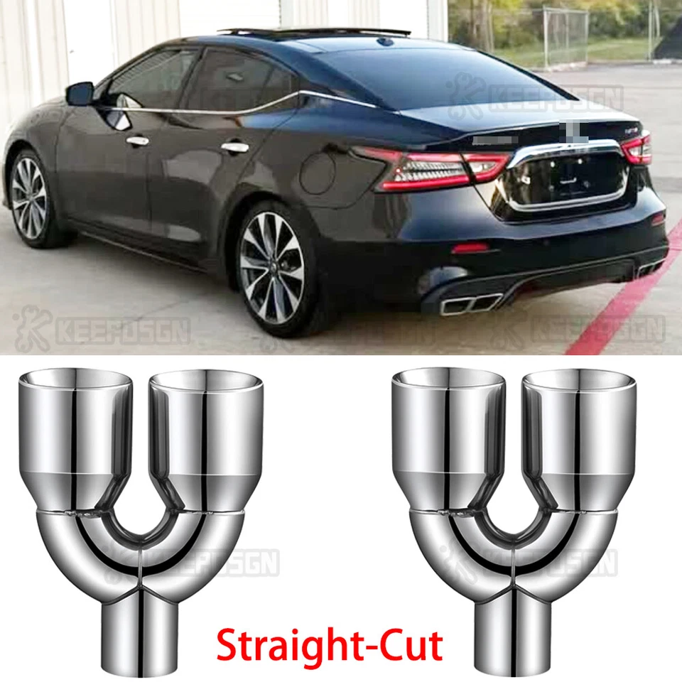 Par de tubos de escape dobles de 9,5" de largo de 2,5" de entrada de 3,5" de salida para Nissan Máxima 09-23 Foto 1 de 4