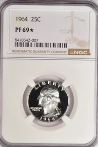 1964 Washington Quarter Proof NGC PF 69 STAR PR69* Frosty Silver Coin 25C - Picture 1 of 2