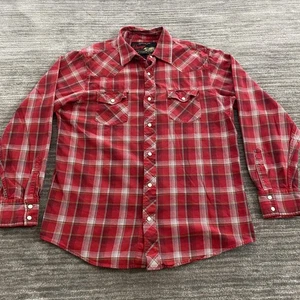 Old Navy Hemd Herren Large rot kariert Western Perlen Druckknopf Flanell Langarm - Bild 1 von 6