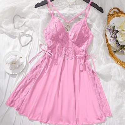 Women's Sexy Lingerie Lace Dress Underwear Babydoll Nightwear Side Slit Pajamas - Image 1 of 4