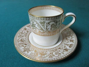 "Wedgwood" England Antique Coffee Cup And Saucer Golden Florentine [120g] - Picture 1 of 7