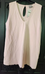 ASOS Pink Sleeveless Shift Dress w/Black Crochet Hem Size 12P NWT - Picture 1 of 6