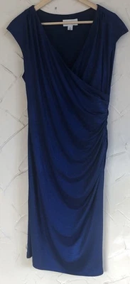 Ronni Nicole Dress Cobalt Blue Flattering Ruched Waist All Over Sparkle Shimmer - Image 1 of 4