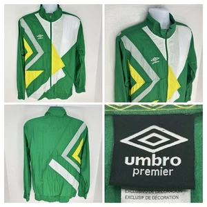 Umbro Premier Windbreaker Size Medium Vintage 90s Jacket Green Soccer Rugby - Picture 1 of 14