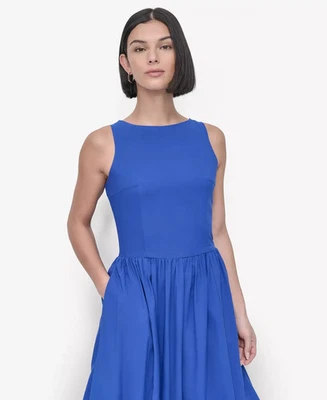 Vestido midi para mujer DKNY talla 12 sin mangas cuello barco Foto 1 de 3
