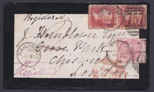 1876 1d SG 43 Pl 182 HH-IH + 3d SG 143 Pl 17 OF Stroud Nailsworth Turnham Green - Picture 1 of 2