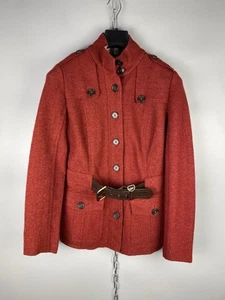 Burberry London Womens Luxury Wool Button Belted Pea Coat Jacket Sz 38 / S - Picture 1 of 21