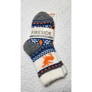 Fireside Sofsole Cozy Lodge Crew Sock Multicolor Moose Youth Size 10-4.5 NEW - Picture 1 of 4