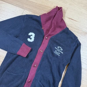 Vintage Polo Ralph Lauren Strickjacke Pullover Herren großer Schalkragen Letterman #3 - Bild 1 von 12