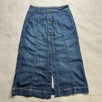 FRAME Denim Midi Skirt Women's 27 Button Front LBUS101 Getty Dark Wash - Image 1 of 4