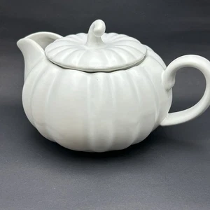 Crofton Gres Blanco Calabaza Salsa Barco Crema Tetera con Tapa 8" W 5 "T - Imagen 1 de 11