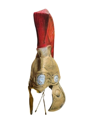 Casco romano armadura de goma medieval con pluma roja actos teatrales/obras de Halloween Foto 1 de 4