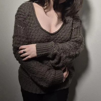 Suéter Tejido Grueso Free People Shabby Chic Terroso Casa Marrón Bosque Jardín Foto 1 de 4