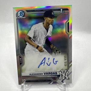 Alexander Vargas 2021 Bowman Chrome 1st Auto Refractor #'d /499 - NY Yankees - Bild 1 von 2