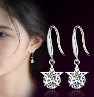 Brincos de prata esterlina com estrela broca nua - Imagem 1 de 2