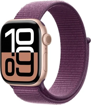 Apple Watch Series 10 42mm GPS Rose Gold w/ Plum Sport Loop MWWK3LW/A - Image 1 of 2