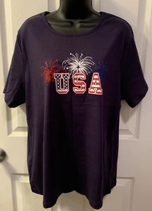 Holiday Editions Women's 1X Blue “USA” tee shirt - Picture 1 of 3