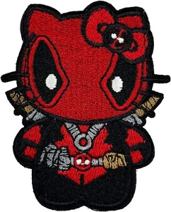 Hello Kitty Iron On Applique 3" x 2.5" Dead Pool - Full Suit - Picture 1 of 2