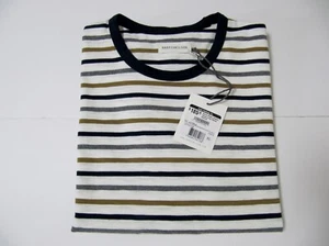 T-shirt uomo MRSP $185 nuova Harris Wilson Vladim panna righe cotone XL taglia - Foto 1 di 11