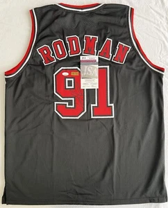 Camiseta deportiva auténtica firmada autografiada de los Chicago Bulls de Dennis Rodman JSA y foto con certificado de autenticidad - Imagen 1 de 11