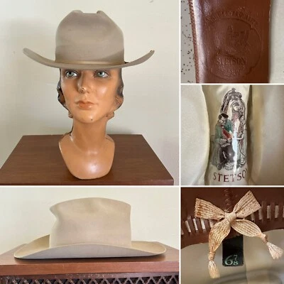 1960s Stetson 7x CLEAR BEAVER Last Drop Rancher 6 7/8 Cowboy Western Hat 60s Vtg - Image 1 of 4