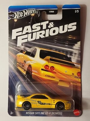 1/64 HOT WHEELS NISSAN SKYLINE R33 GTR LEON YELLOW FAST & FURIOUS "UK SELLER"