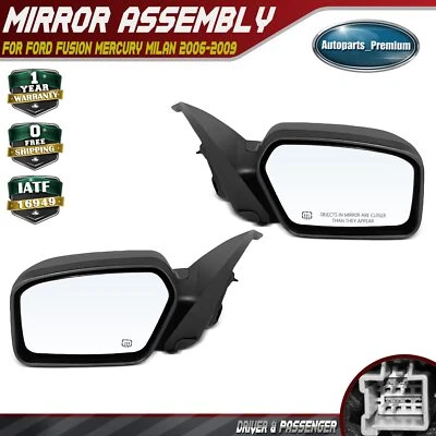 2x Espejo retrovisor eléctrico con textura térmica negro para Ford Fusion Mercury Milan 2006-2009 Foto 1 de 4