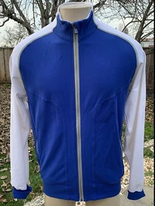 Lululemon Stretch Track Jacket Men’s L White Blue Athletic Full Zip Activewear - Picture 1 of 9