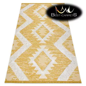 Increíble ALFOMBRA DE SISAL MODERNA 'MAROC' diamantes estructurales AMARILLO/CREMA reciclado - Imagen 1 de 10