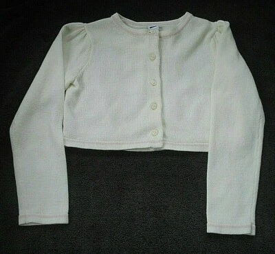 Janie and Jack Girls Ivory Pink Sweater Shrug Bow Size 5 NEW - Image 1 of 4