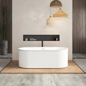 67"Glossy White Acrylic Freestanding Bathtub Soaking Tub Bath Tub Overflow Drain - Picture 1 of 8