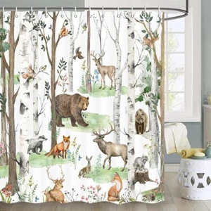 Rustic Forest Shower Curtain Nature Forest Shower Curtain with Hooks 72"X72" ... - Picture 1 of 8