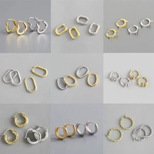 Pendiente de aro pequeño geométrico-color plateado dorado punk francés hip-hop fiesta joyería - Imagen 1 de 32