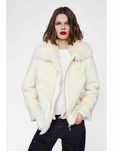 white fluffy jacket zara