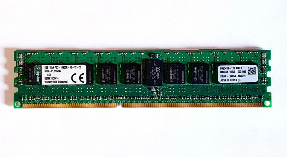 Kingston KTH-PL318/8G 8GB 1Rx4 PC3-14900R ECC REG Server RAM Memory - Image 1 of 1