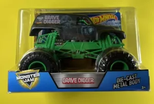 HOT WHEELS GRAVE DIGGER MATT BLACK MONSTER JAM TRUCK 1:24 LARGE SIZE BNIB HTF - Picture 1 of 6