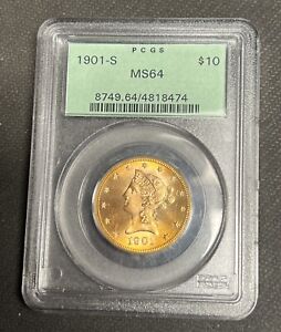 1901-S PCGS MS64 OGH (3.1) Liberty Head Gold $10 Eagle, LUSTROUS! U.S. coin